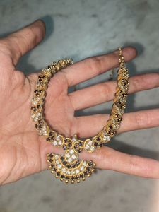 Heavy Black & White Stone with Gold Neckpiece Set