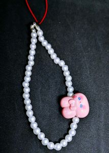 Pink Charm Beaded Phone Strap Set Of Four