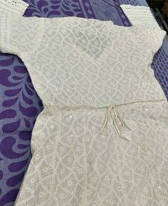 Off White Chickenkari Kurta