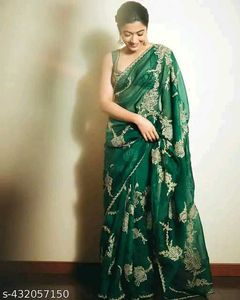 Rashmika Mandana Green saree  💚