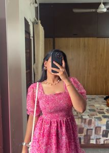 Pink Floral Tiered Maxi Dress
