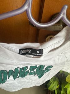 White &#39;Bombers&#39; Crop Top