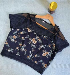 Floral Mesh Crop Top