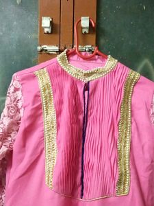 Beautiful Pink Long Kurti Size L