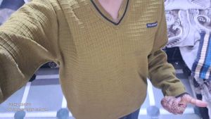 Olive V-Neck Knit Sweater