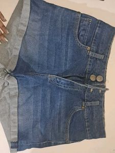 Cuffed Denim Shorts