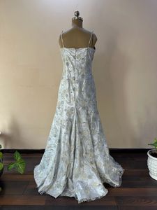 Silver Heavy Embellished Bow Gown