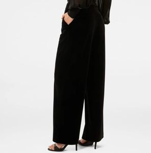 Black Velvet Wide Leg Pants