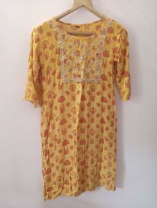 Yellow Printed Kurta