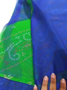 FREE DELIVERY GREEN BLUE COLOUR CHIFFON SAREE