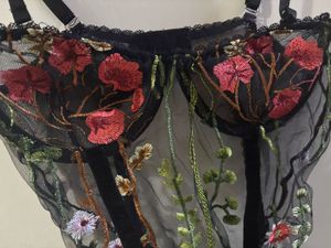 Floral Embroidered Backless Lingerie Bodysuit