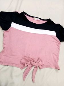 Color Block Tie-Front Tee
