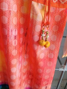 Orange Sheer Sleeve Kurta