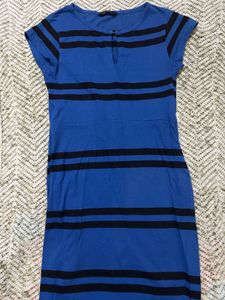 Blue & Black Striped Bodycon Dress