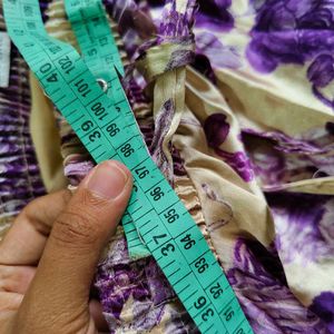 Beige and Purple Floral Long Skirt