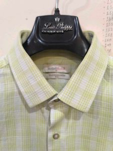 Peter England Yellow Checkered Shirt