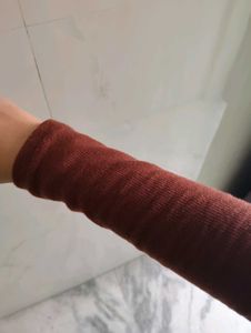 Brown Full Sleeves Crop Top