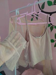 Sheer Mesh Top &amp; Cami Set