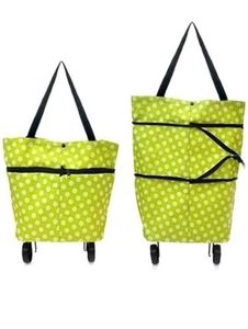 Green Polka Dot Rolling Tote