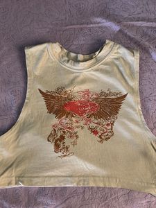A Biege Boxy Cropped Sleeveless Top