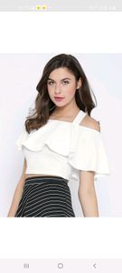 casual shoulder straps  solid women white tops