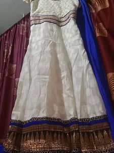 Elegant White &amp; Blue Ethnic Anarkali suit
