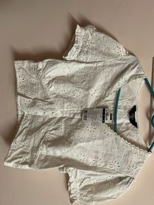 White Eyelet Crop Top - Size S