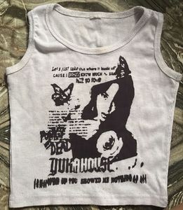 White Graphic Tank Top