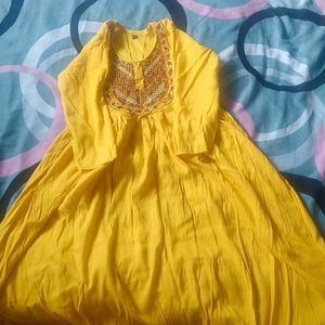Yellow Embroidered Kurta