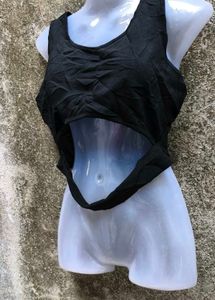 I. Black Cutout Crop Top