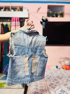 Distressed Denim Vest