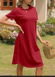 Red FASHION Round Neck Dress