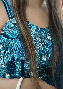 Teal Ruffle Detail Party Dress