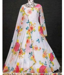 Floral Print Anarkali Gown