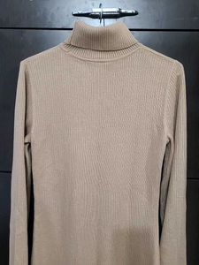 Exported Elegant Beige Knit Winter Dress