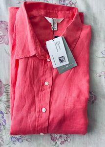 Coral Linen Button Down