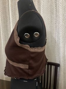 Brown Lace Trim Cami Top