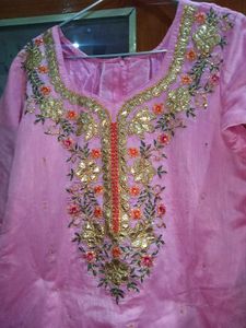 Pink Kurti With Bottom