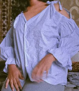Ruffled Light Blue Top