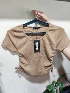 Urban Outfitters Brown Ruched Crop Top