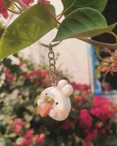 Cute Bunny Handmade Polymer Keychain