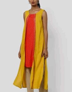Printed Straight Layered Kurtha, Size:S
