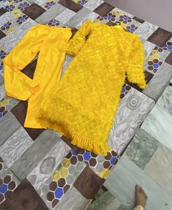 Yellow Suit Set With Pant. No Used For  Lucki Buyr