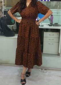 Brown Polka Dot Maxi Dress