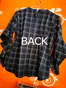 Navy Blue Checks Top Full Neck
