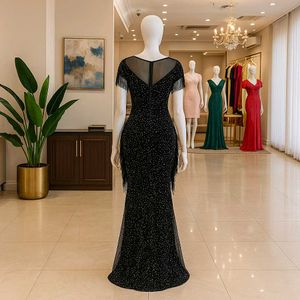 Elegant Black Sequin Evening Gown