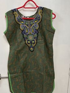 Sleeveless Embroidered Short Kurti
