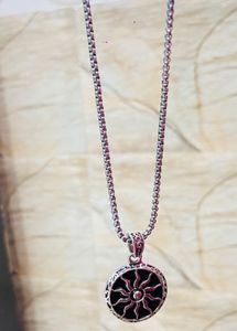 Silver Tone Sun Pendant Necklace