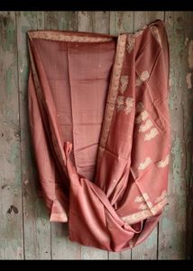 Elegant Onion pink DULL Gold cotton Silk Sar