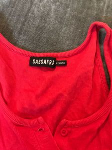 Sassafras Red Button Tank Top